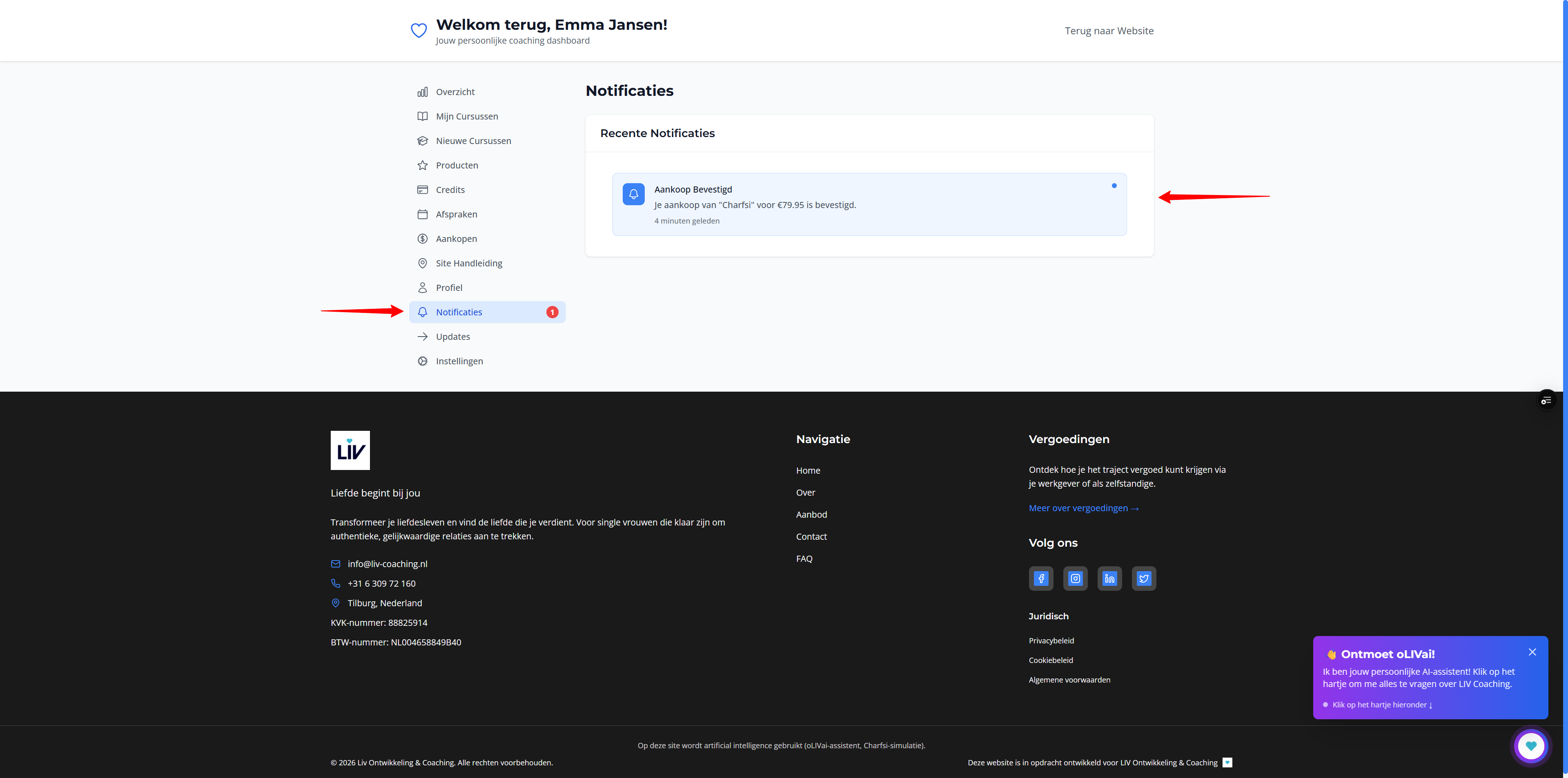 Stap 2: Credits kopen – Credits in dashboard: Screenshot: credits-pakketten