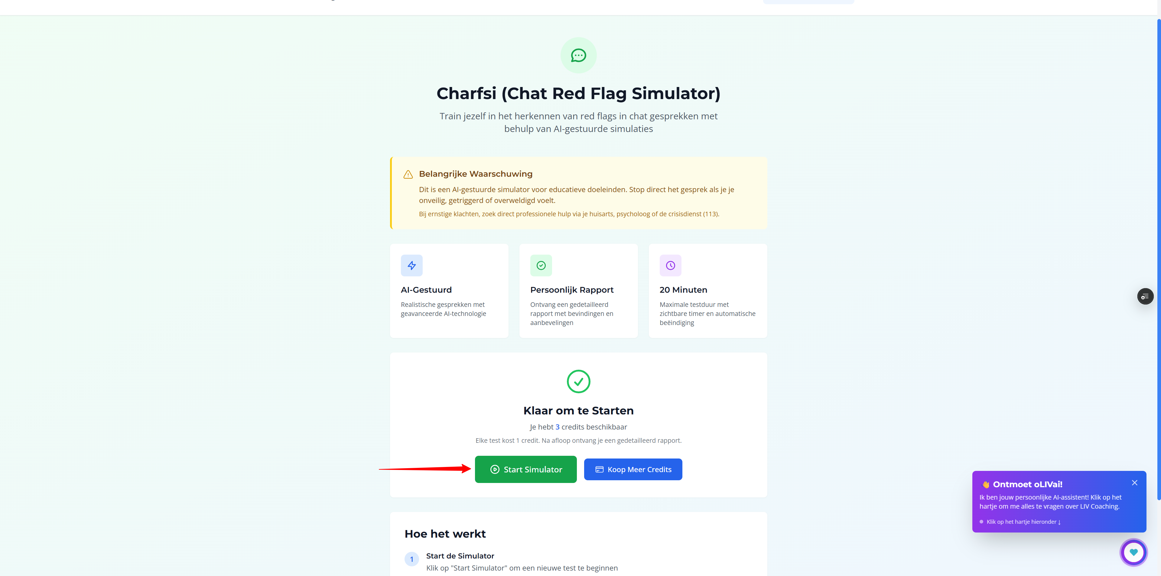 Stap 3: Start Simulator – Screenshot: wachtrij of redirect