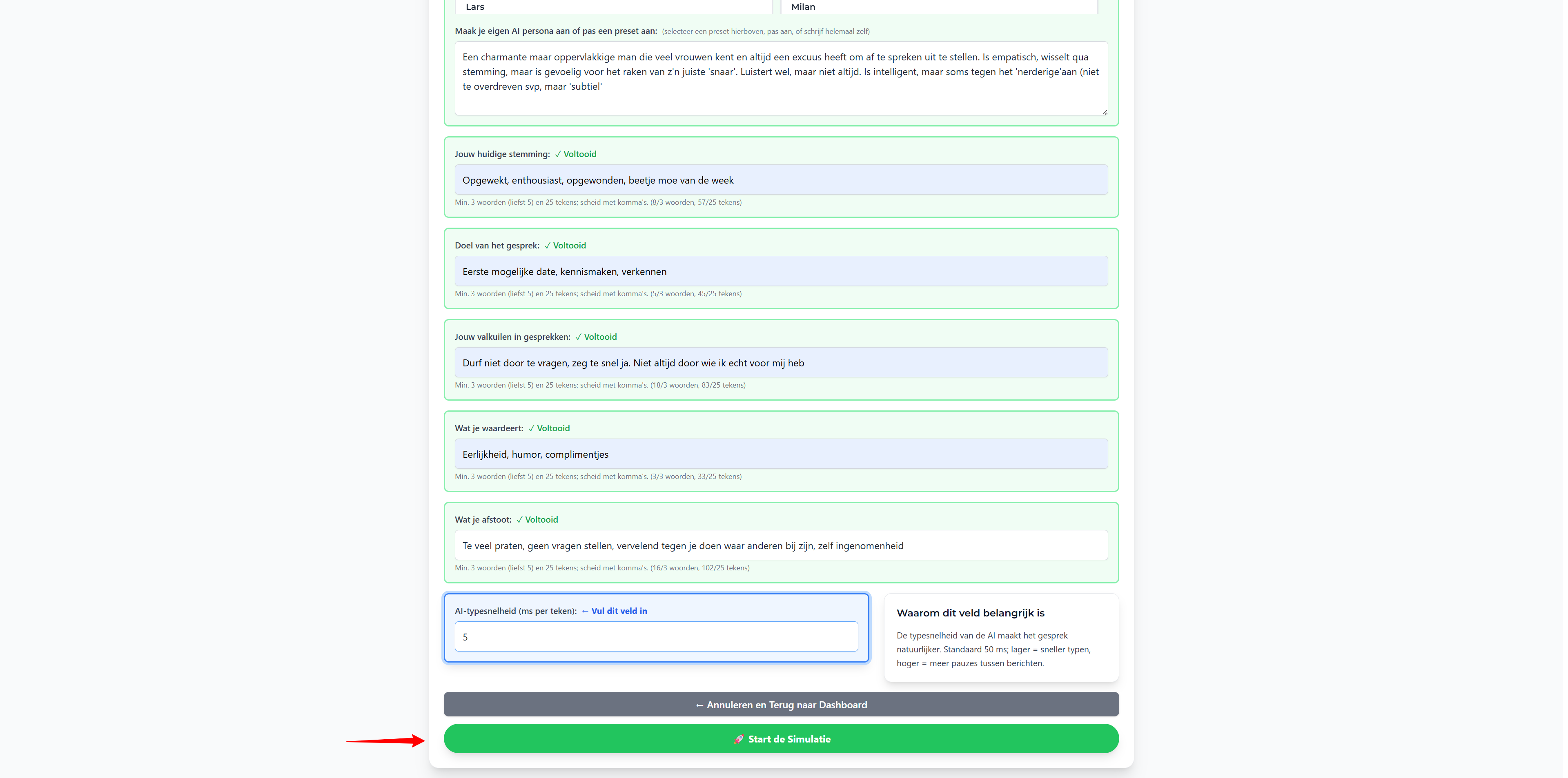 Stap 4: Setup: voordat je gaat chatten – Naam & optioneel: deel met coach: Screenshot: vul je naam in, optie om rapport met coach te delen