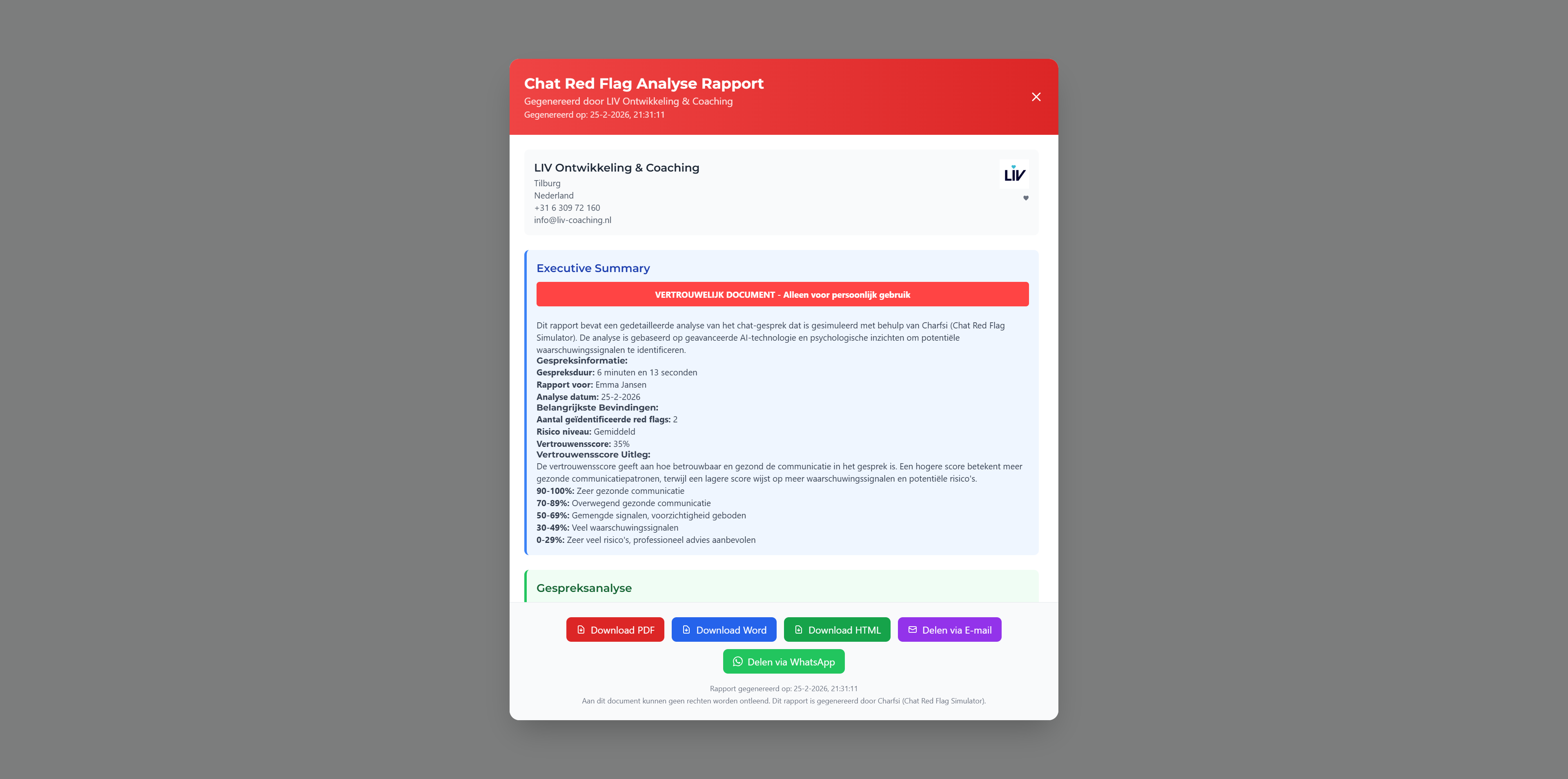 Stap 6: Gesprek afronden – AI reageert: Screenshot: chat-interface in actie
