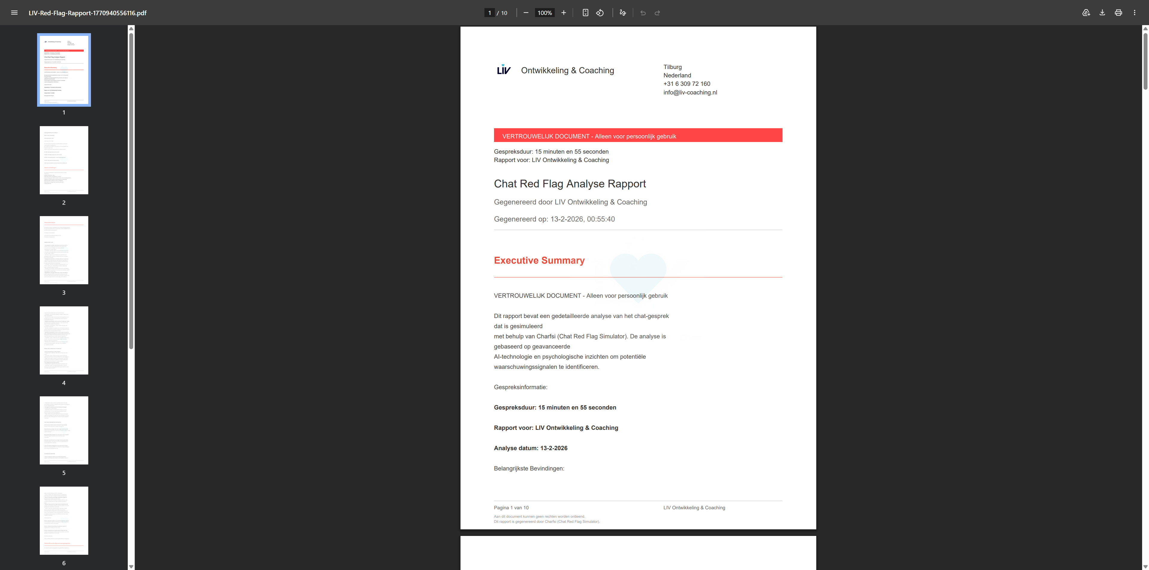 Stap 7: Rapport ontvangen – Rapport per e-mail: Screenshot: rapport of e-mailbevestiging